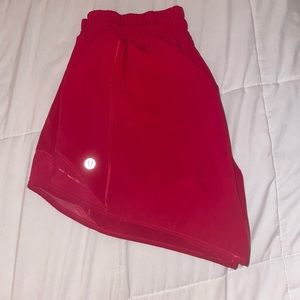 Lulu lemon Size 6, 4 inch dark red hotty hot shorts